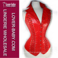 Cool Collar Leather Corset Red Corset (L4201-1)